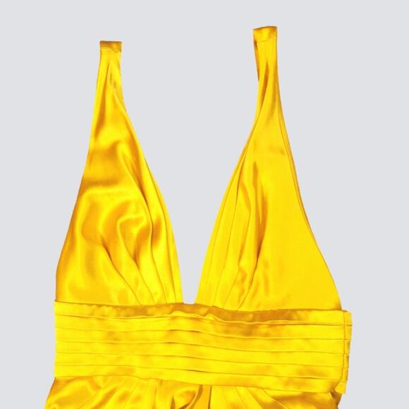 Catherine Malandrino 100% Silk Golden Liquid Maxi Dress Sz 4 - Picture 4 of 15